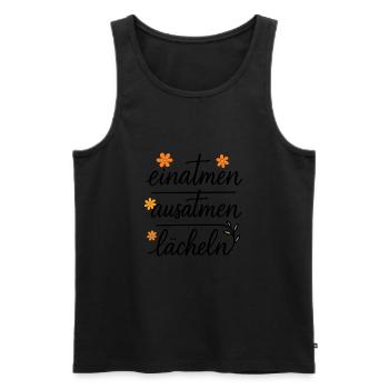 Einatmen Ausatmen Lächeln – Meditation Yoga - Männer Premium Bio Tank Top - Schwarz - Vorne - Michal (187cm)
