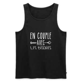 En Couple avec Biscuits, cadeau Fans de Biscuits - Débardeur bio Premium Homme - noir - Devant - Michal (187cm)
