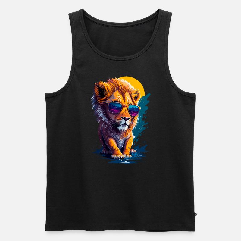 Niedlicher Babylöwe - Männer Premium Bio Tank Top - Schwarz