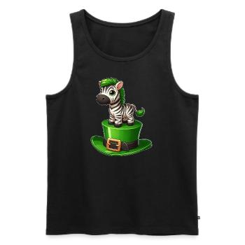 Süßes Zebra St. Patrick's Day Zylinder Kleeblatt - Männer Premium Bio Tank Top - Schwarz - Vorne - Michal (187cm)