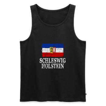 Schleswig Holstein Flagge - Fahne - Männer Premium Bio Tank Top - Schwarz - Vorne - Michal (187cm)