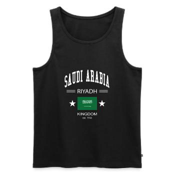 Saudi Arabia - Men's Premium Organic Tank Top - black - Front - AI Model Male 178 light (178cm)
