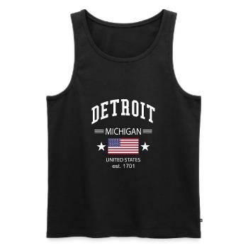 Detroit - Men's Premium Organic Tank Top - black - Front - Michal (187cm)