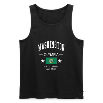 Washington - Männer Premium Bio Tank Top - Schwarz - Vorne - AI Model Male 178 light (178cm)