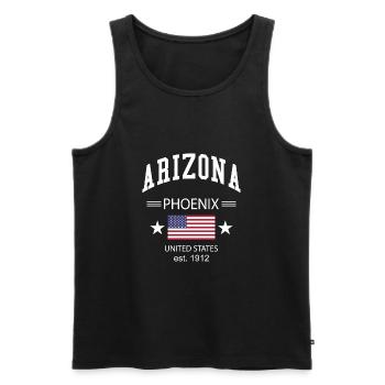 Arizona - Männer Premium Bio Tank Top - Schwarz - Vorne - AI Model Male 178 light (178cm)