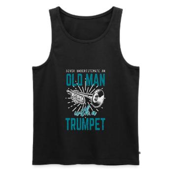 Trompete Blechblasinstrument old man - Männer Premium Bio Tank Top - Schwarz - Vorne - AI Model Male 178 light (178cm)