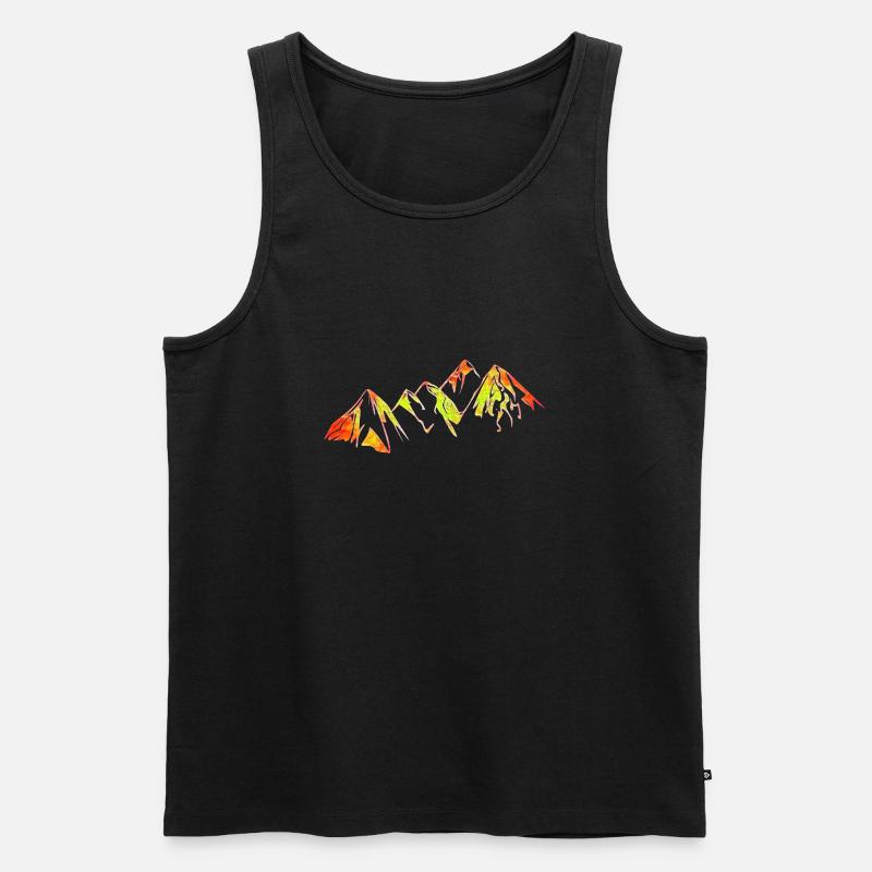 Bunte Bergkette - Männer Premium Bio Tank Top - Schwarz