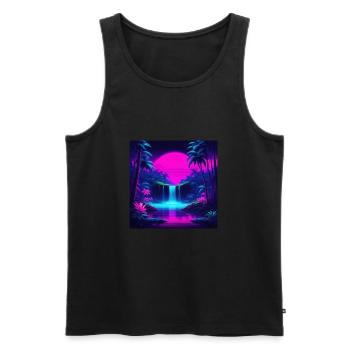 Neon-Wasserfall - Männer Premium Bio Tank Top - Schwarz - Vorne - AI Model Male 178 light (178cm)