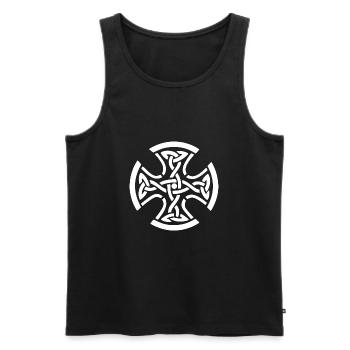 CELTIC CROSS WHITE - Men's Premium Organic Tank Top - black - Front - AI Model Male 178 light (178cm)
