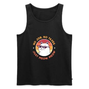 No Job No Taxes, Funny Cat - Men's Premium Organic Tank Top - black - Front - Michal (187cm)