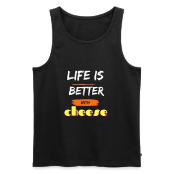 Life is better with cheese t shirt - Men's Premium Organic Tank Top - black - Front - Michal (187cm)