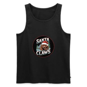 Santa Claws lustiger Grizzly mit Nikolausmütze - Männer Premium Bio Tank Top - Schwarz - Vorne - Michal (187cm)