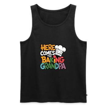 Hier kommt der backende Opa lustiger Bäckerspruch - Männer Premium Bio Tank Top - Schwarz - Vorne - AI Model Male 178 light (178cm)