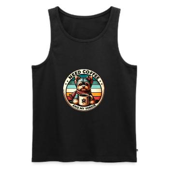 Ich brauche Kaffee und meinen Yorkie - Männer Premium Bio Tank Top - Schwarz - Vorne - Michal (187cm)