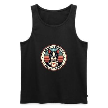 Kaffee und mein Bostie Boston Terrier - Männer Premium Bio Tank Top - Schwarz - Vorne - AI Model Male 178 light (178cm)