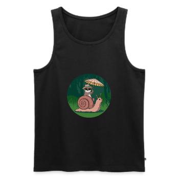 Lustiger Otter mit Sonnenschirm sitzt auf Schnecke - Männer Premium Bio Tank Top - Schwarz - Vorne - Michal (187cm)