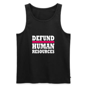 defund human resources - Débardeur bio Premium Homme - noir - Devant - AI Model Male 178 light (178cm)