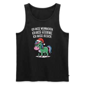 Ich hasse Weihnachten Geschenke Einhorn Lustig - Männer Premium Bio Tank Top - Schwarz - Vorne - Michal (187cm)