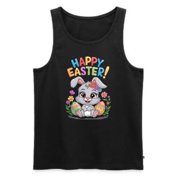 Joyeuses Pâques Lapin de Pâques Oeuf de Pâques Fête de Pâques - Débardeur bio Premium Homme - noir - Devant - Michal (187cm)