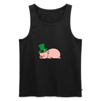 Drôle d’Irlande ivre cochon St Patricks - Débardeur bio Premium Homme - noir - Devant - AI Model Male 178 light (178cm)