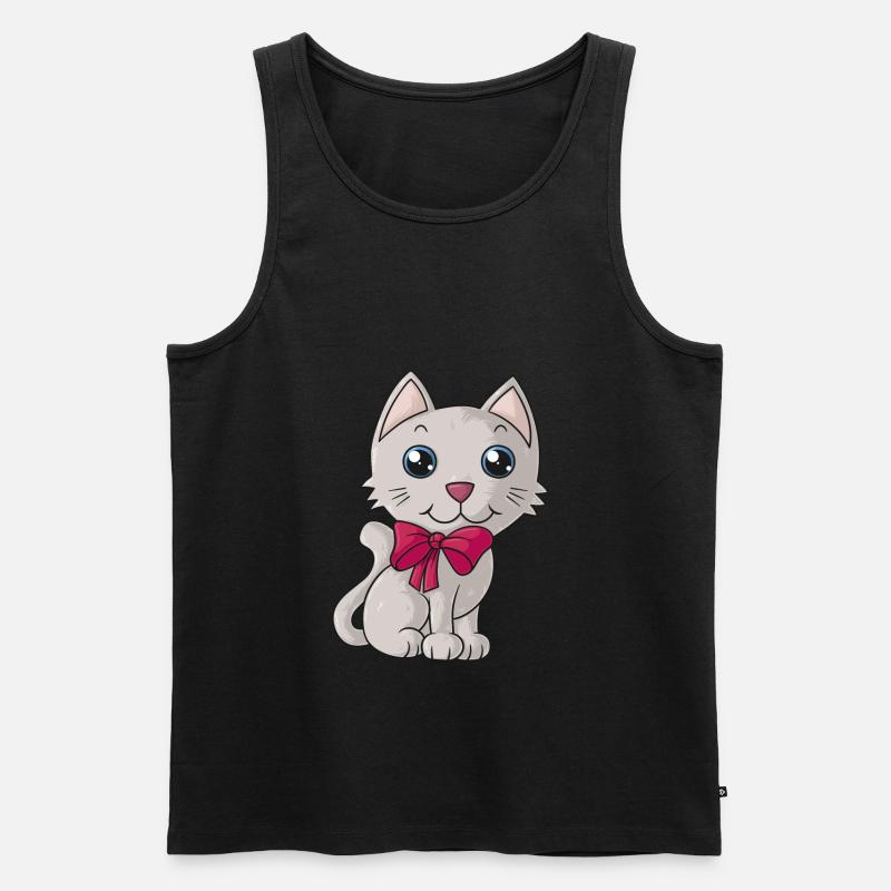 Süße Comic Katze - Männer Premium Bio Tank Top - Schwarz