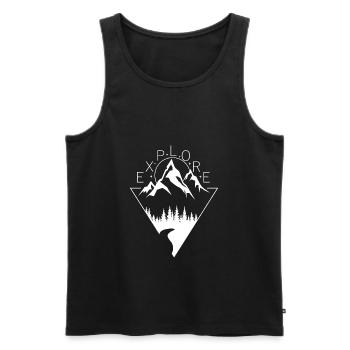 Explore Bergsteigen Wandern Abenteurer - Männer Premium Bio Tank Top - Schwarz - Vorne - Michal (187cm)
