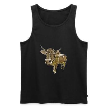 Vache drôle - Débardeur bio Premium Homme - noir - Devant - Michal (187cm)