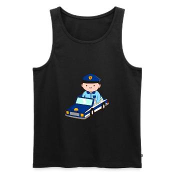 mignon voiture de police enfants cadeau policier sirène - Débardeur bio Premium Homme - noir - Devant - AI Model Male 178 light (178cm)