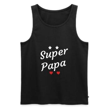 Super Papa Geburtstagsgeschenk Vatertag - Männer Premium Bio Tank Top - Schwarz - Vorne - AI Model Male 178 light (178cm)