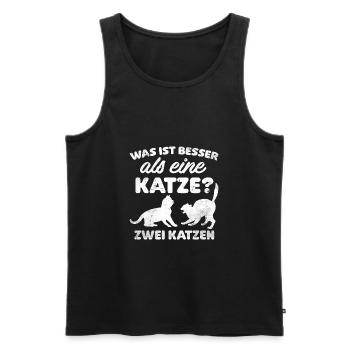Was ist besser als eine Katze zwei Katzen Kätzchen - Männer Premium Bio Tank Top - Schwarz - Vorne - AI Model Male 178 light (178cm)