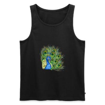 Peacock portrait - Men's Premium Organic Tank Top - black - Front - AI Model Male 178 light (178cm)