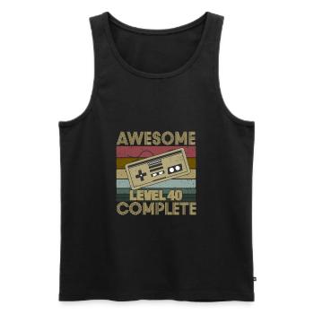 Level 40, Happy Birthday 40 Jahre, Stolze 40 - Männer Premium Bio Tank Top - Schwarz - Vorne - Michal (187cm)