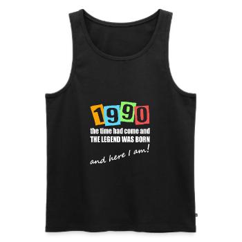 Legende 1990 geboren. Geburtstagsmotiv - Männer Premium Bio Tank Top - Schwarz - Vorne - Michal (187cm)