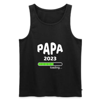 Papa 2023 Naissance Grossesse Bébé Idée - Débardeur bio Premium Homme - noir - Devant - Michal (187cm)