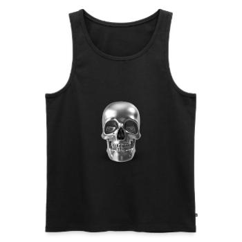 Silver Skull - silber schädel 3D - Männer Premium Bio Tank Top - Schwarz - Vorne - Michal (187cm)