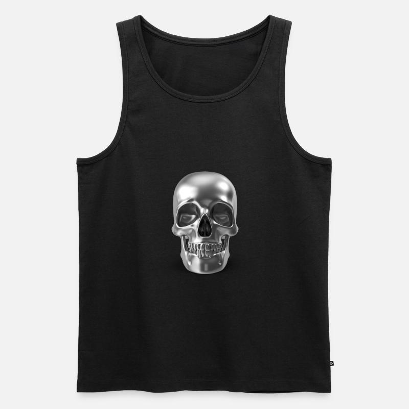 Silver Skull - silber schädel 3D - Männer Premium Bio Tank Top - Schwarz