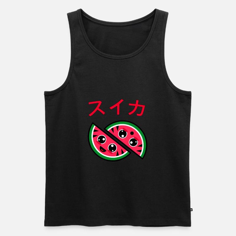 Süße Suika-Wassermelone - Männer Premium Bio Tank Top - Schwarz