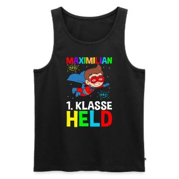 Schoolchild Maximilian 1st Grade Hero - Men's Premium Organic Tank Top - black - Front - AI Model Male 178 light (178cm)