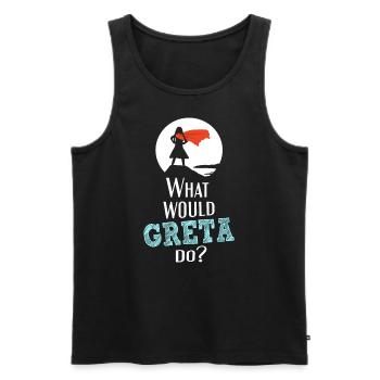 What would Greta do? - White Superhero Edition - Men's Premium Organic Tank Top - black - Front - AI Model Male 178 light (178cm)