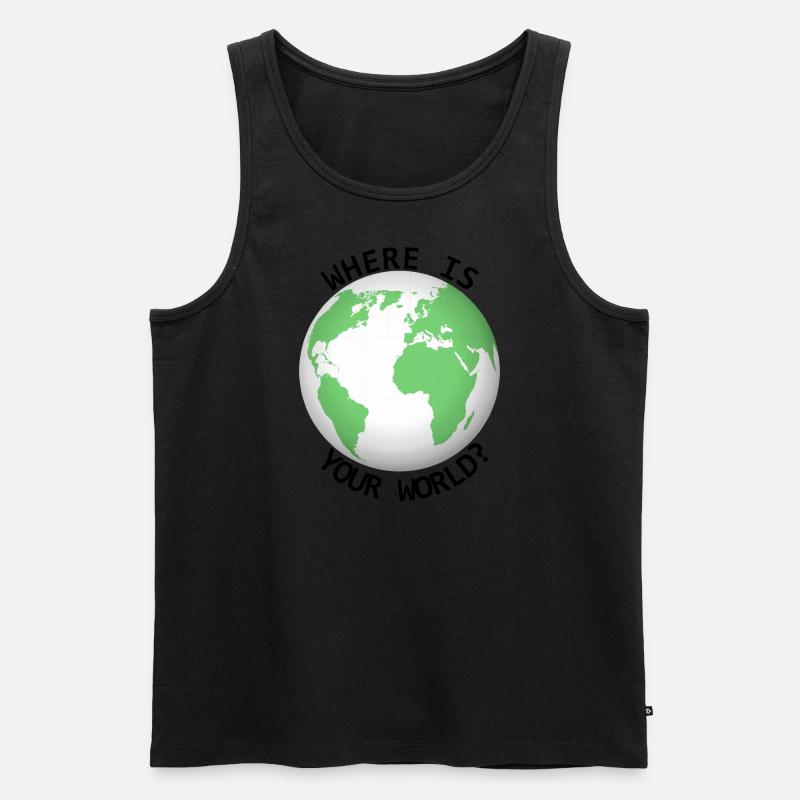 Where is your world - Männer Premium Bio Tank Top - Schwarz