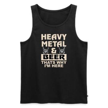 Heavy Metal & Bier, darum bin ich hier - Männer Premium Bio Tank Top - Schwarz - Vorne - Michal (187cm)