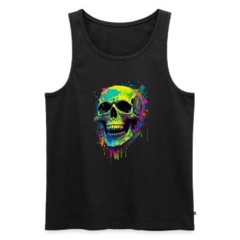 Totenkopf Neon Farben Modern Totenschädel - Männer Premium Bio Tank Top - Schwarz - Vorne - AI Model Male 178 light (178cm)