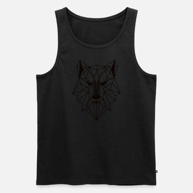 wolf als geometrische Figur einfarbig - Männer Premium Bio Tank Top - Schwarz