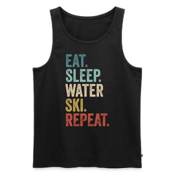 Funny Eat Sleep Water Ski Repeat Water Ski - Men's Premium Organic Tank Top - black - Front - AI Model Male 178 light (178cm)