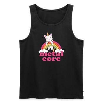 Metalcore Einhorn Katze Regenbogen Metalhead - Männer Premium Bio Tank Top - Schwarz - Vorne - Michal (187cm)