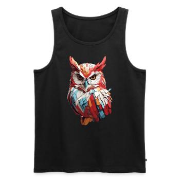 Hibou Hibou Drôle Coloré Amoureux du Hibou - Débardeur bio Premium Homme - noir - Devant - AI Model Male 178 light (178cm)