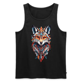 Spirituelles Indianer Fuchs Feder Design Boho Stil - Männer Premium Bio Tank Top - Schwarz - Vorne - AI Model Male 178 light (178cm)