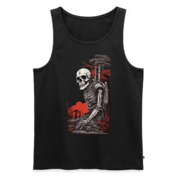 Occulte Steampunk Apocalypse Gothique Squelette Design - Débardeur bio Premium Homme - noir - Devant - AI Model Male 178 light (178cm)