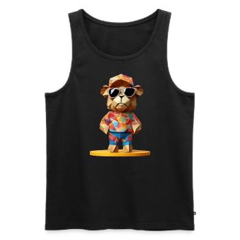 Kunterbunter Origami Teddy II - Männer Premium Bio Tank Top - Schwarz - Vorne - AI Model Male 178 light (178cm)
