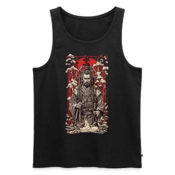 Ukiyo-E Art Style Retro Japan Wave Shogun Design - Débardeur bio Premium Homme - noir - Devant - AI Model Male 178 light (178cm)